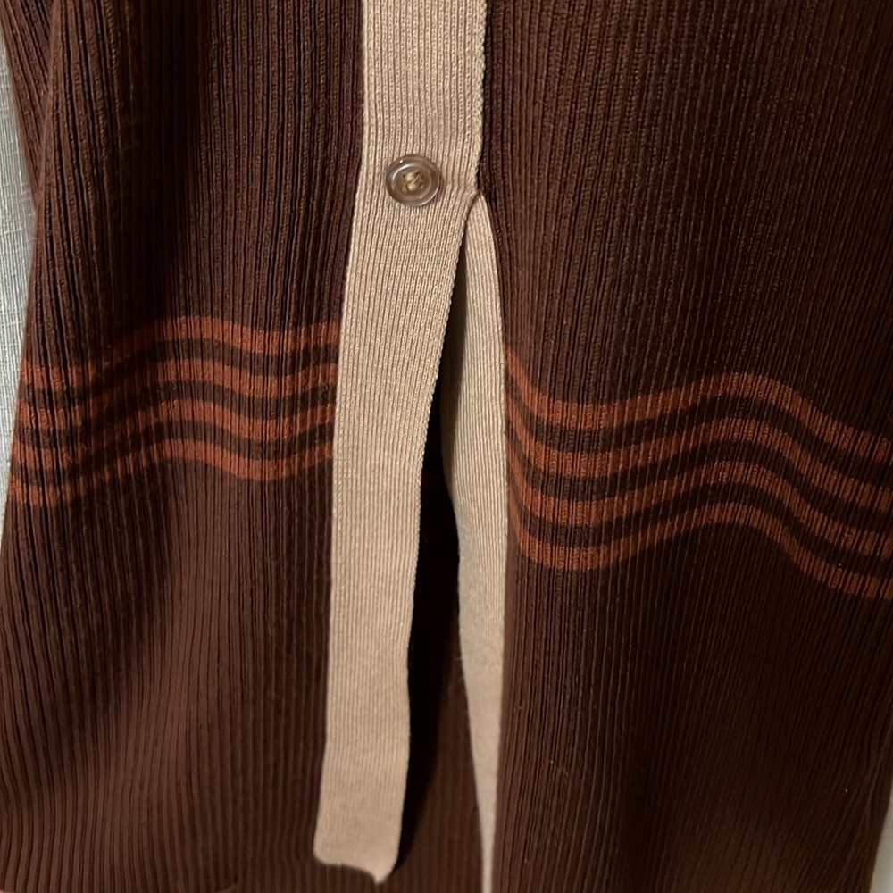 Striped Faux Button Front Midi Sweater Dress - Picture 7 of 7